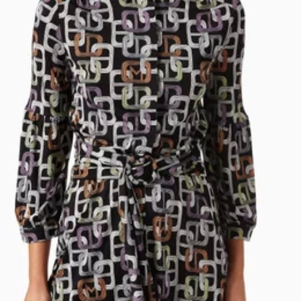 MARELLA Multicolor Geometric Long Sleeve Dress - Picture 6 of 8